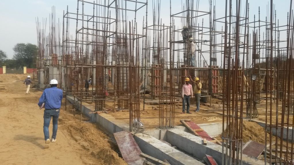 Column raising in progress for Guest House (Wing-A), GCNEP Township, 21/03/2015